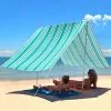 Hollie & Harrie Sombrilla Beach Shade Iridescent Stripe Turquoise -Tents Sales 0723127 sombrilla beach shade iridescent stripe turquoise
