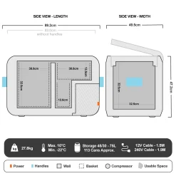 Dometic CFX3 75DZ Dual Zone Fridge/Freezer 75L -Tents Sales 1201899