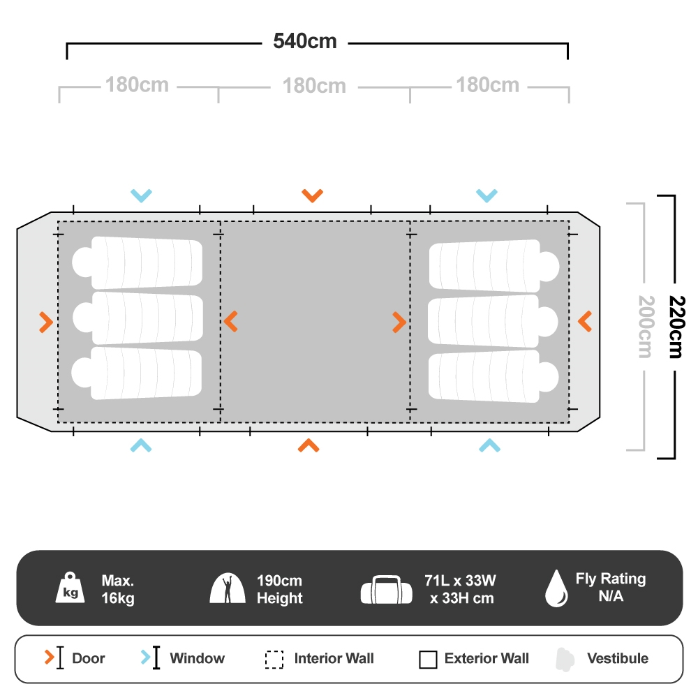 OZtrail Bungalow 9 Person Dome Tent 7 OZtrail Bungalow 9 Person Dome Tent - Image 5