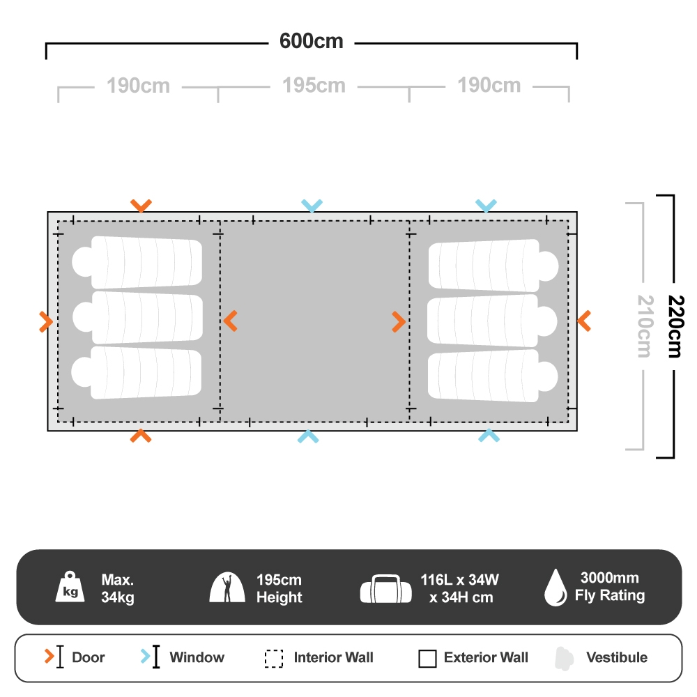OZtrail Fast Frame Lumos Integrated Lighting 10 Person Tent 21 OZtrail Fast Frame Lumos Integrated Lighting 10 Person Tent - Image 19