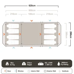 Outdoor Connection Brampton 3 Room Dome Tent -Tents Sales 1224460