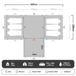 OZtrail Fast Frame Lumos Integrated Lighting 12 Person Tent -Tents Sales 1227991